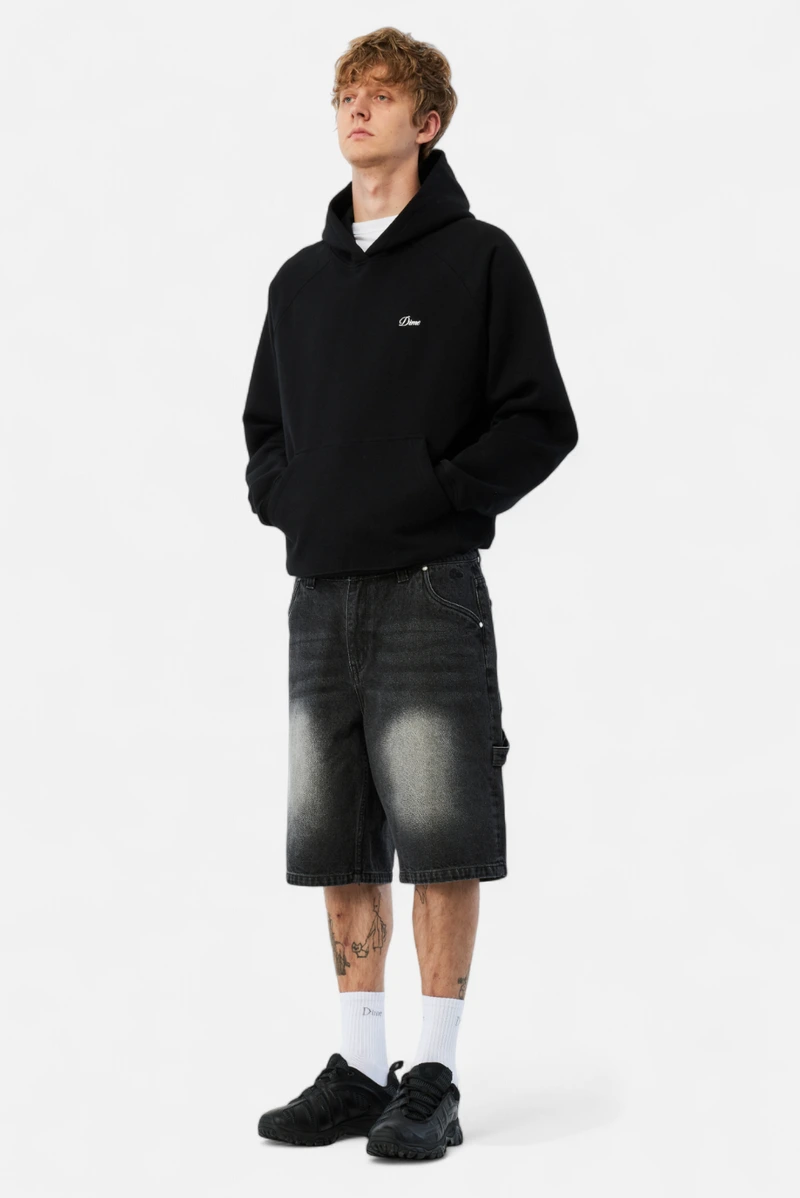 Denim Shorts Black on model