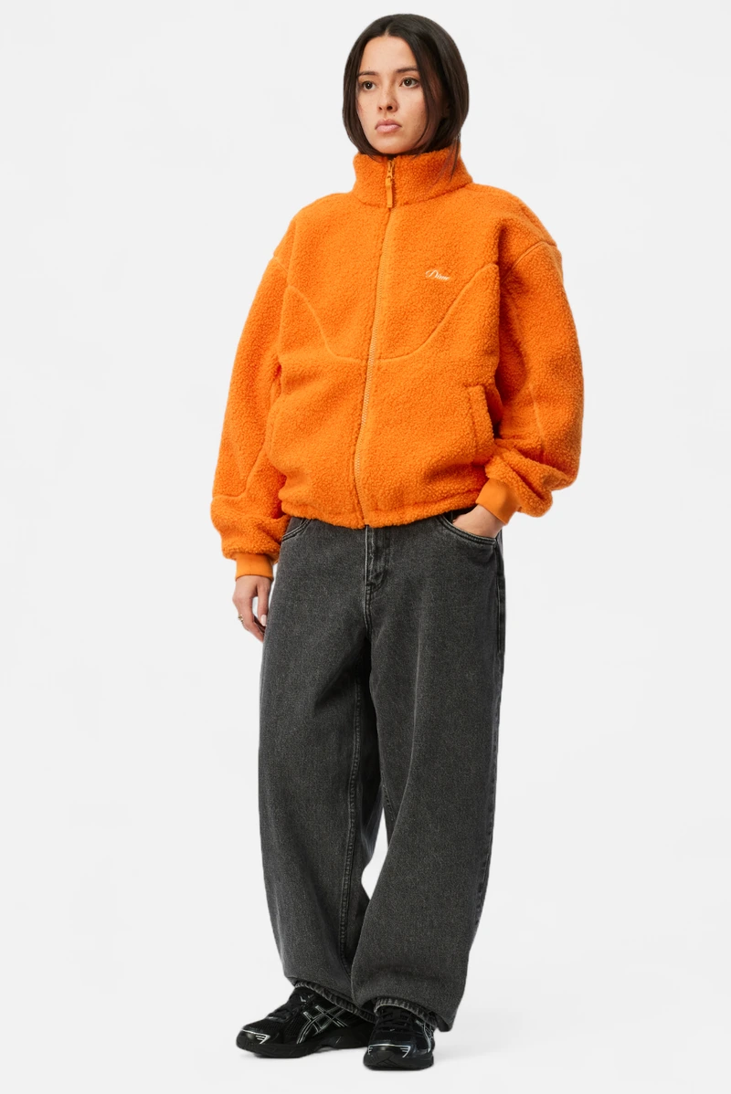 Sherpa Zip Orange on model